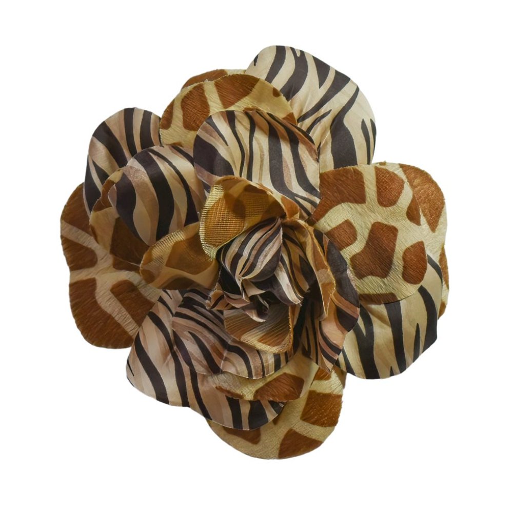 Joan Rivers Animal Print Fabric Blooming Flower Pin NWT